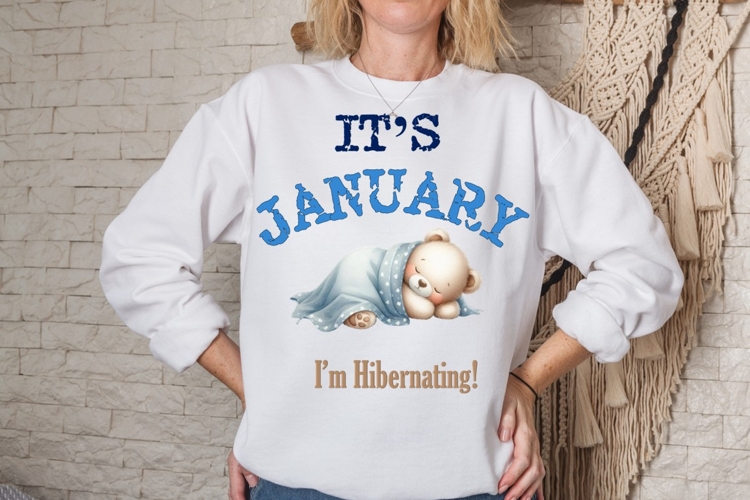 Its January, Im Hibernating, Funny Sweatshirt PNG