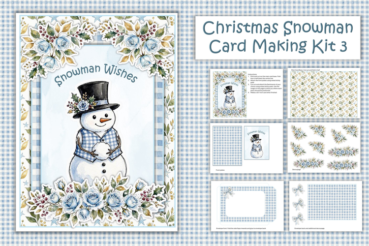 Watercolour Christmas Snowman Card Making Kit 3