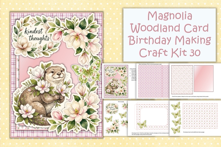 Summer Magnolia Woodland Card Making Kit 30 with envelope