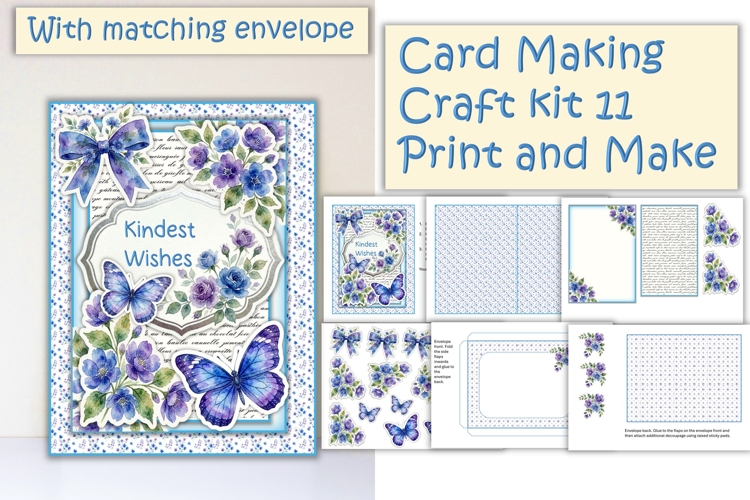 Summer Flowers Card Making Kit 11 with matching envelope