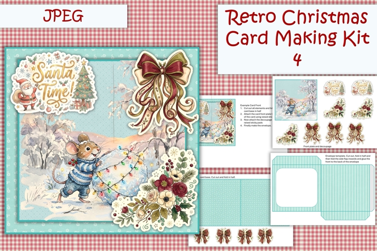 Christmas Retro Card Making Kit 4 with envelope