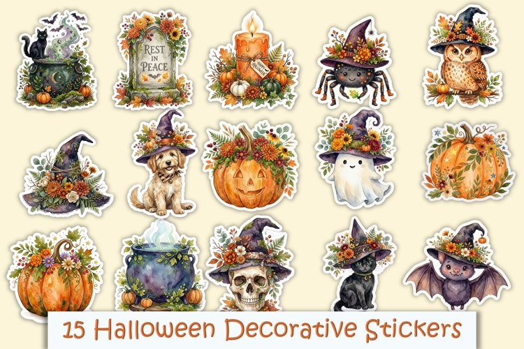 15 October Halloween decorative Planner sticker PNGs