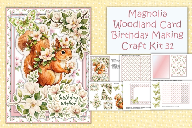 Summer Magnolia Woodland Card Making Kit 31 with envelope