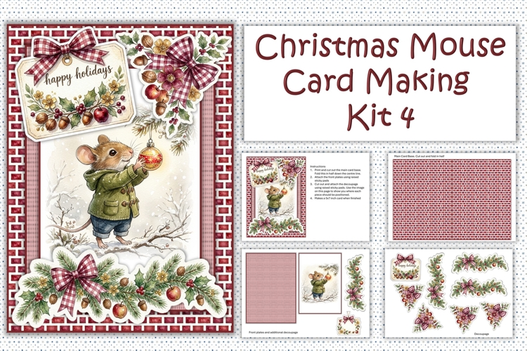 Christmas Mouse Card Making Kit 4 JPEGS