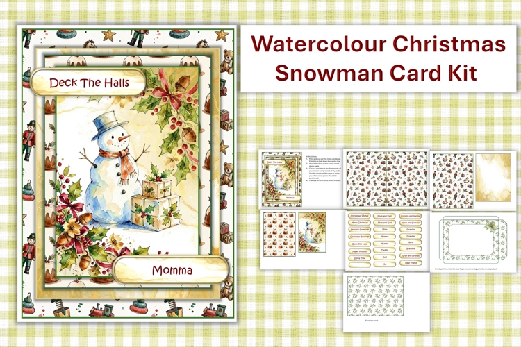 Watercolour Christmas Snowman Card Making Kit with envelope