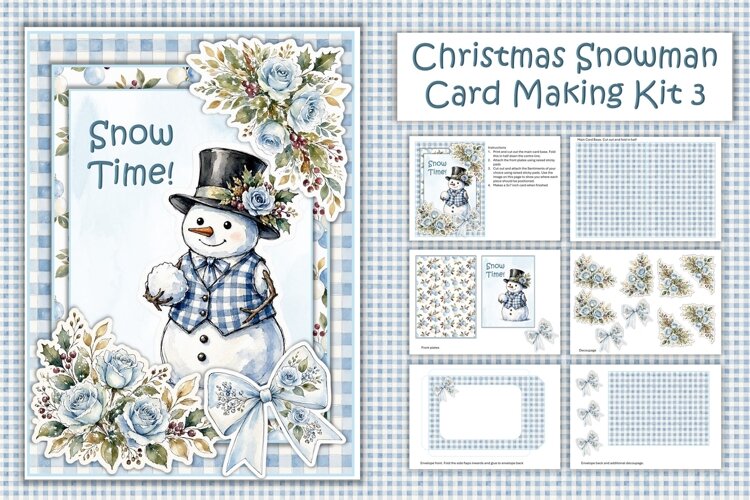 Watercolour Christmas Snowman Card Making Kit 4 example image 1