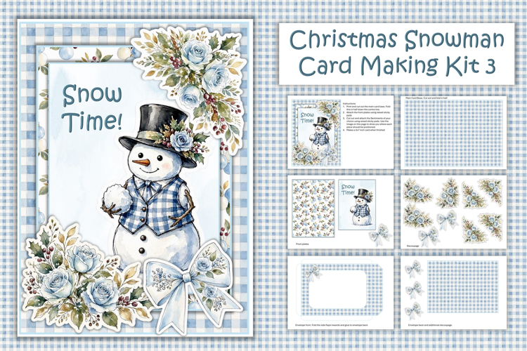Watercolour Christmas Snowman Card Making Kit 4