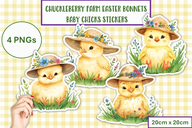 Cute Easter Bonnet Chicks Stickers at Chuckleberry Farm PNGs
