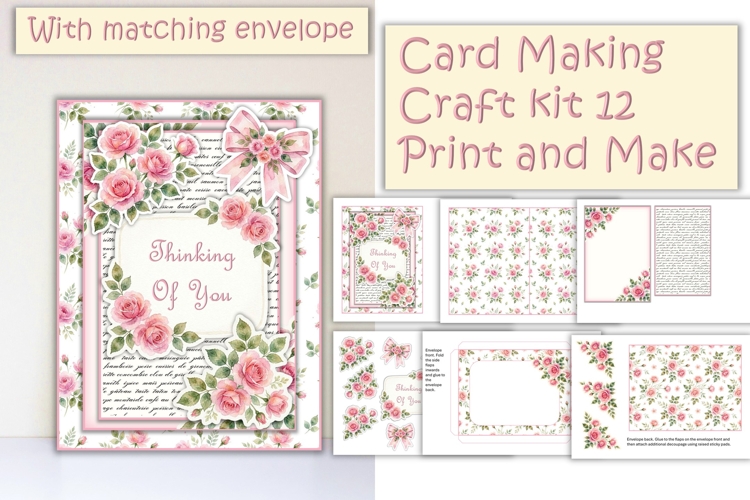 Summer Flowers Card Making Kit 12 with matching envelope