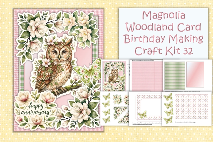 Summer Magnolia Woodland Card Making Kit 32 with envelope