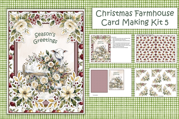Watercolour Christmas Farmhouse Sheep Card Making Kit 5