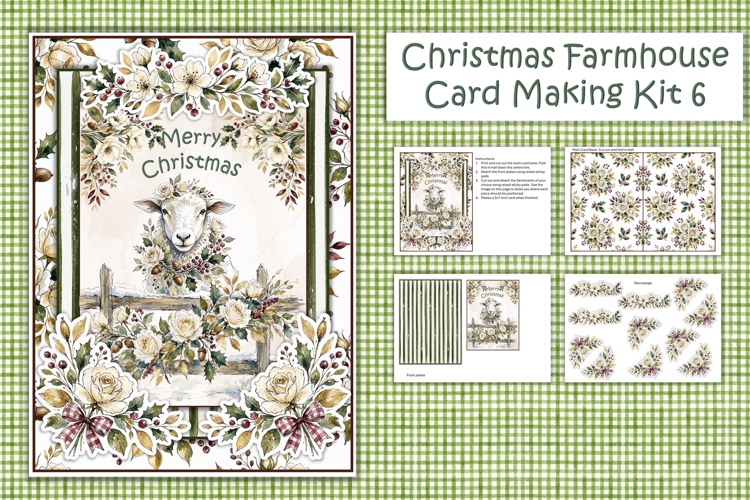 Watercolour Christmas Farmhouse Sheep Card Making Kit 6
