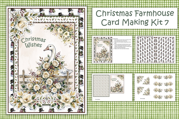 Watercolour Christmas Farmhouse Sheep Card Making Kit 7