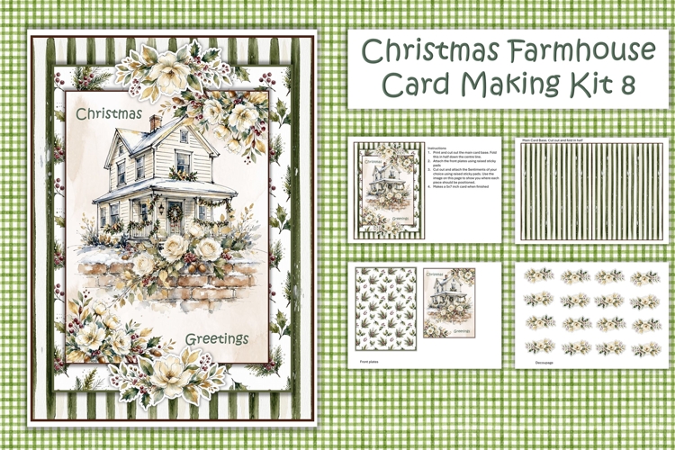 Watercolour Christmas Farmhouse Card Making Kit 8