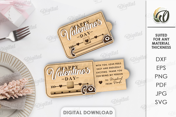 Sliding Greeting Card Laser Cut. Card with slider SVG