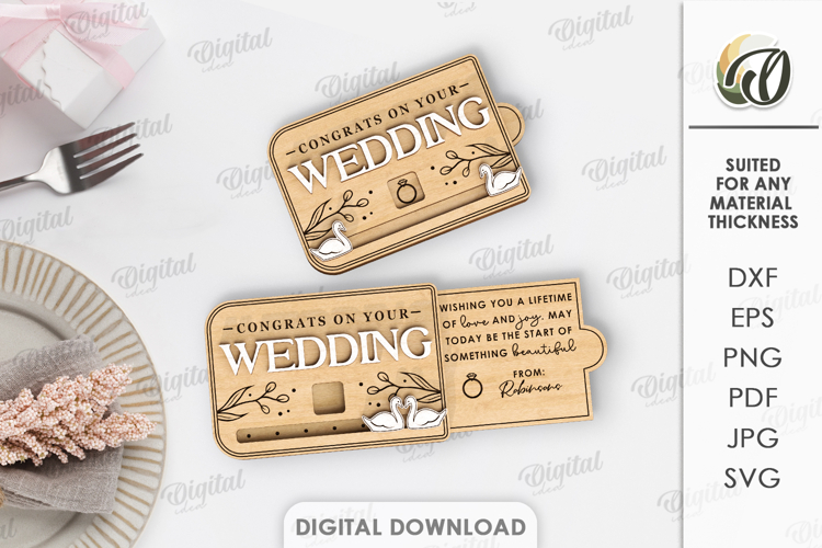 Sliding Greeting Card Laser Cut. Card with slider SVG