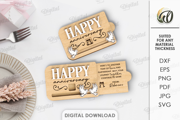 Sliding Greeting Card Laser Cut. Card with slider SVG