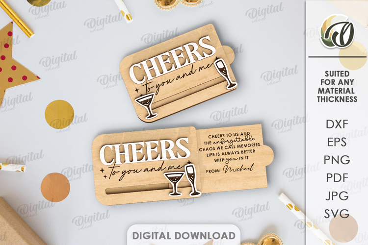 Sliding Greeting Card Laser Cut. Card with slider SVG
