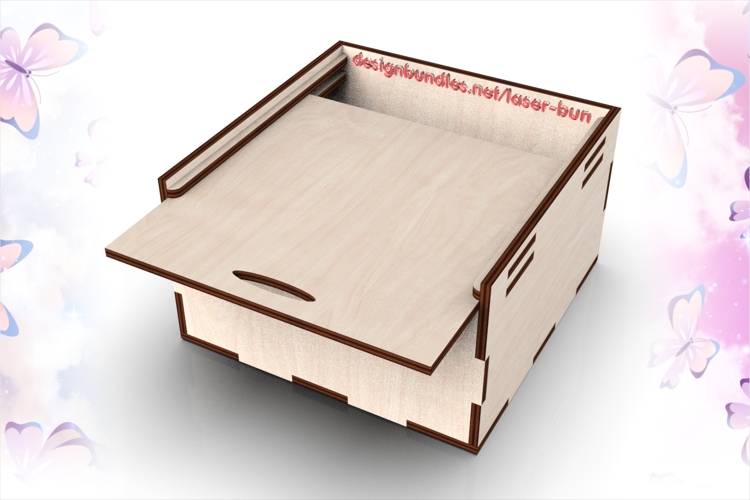 Sliding Lid Box 10x10x5cm SVG PDF DXF Laser Cut Files