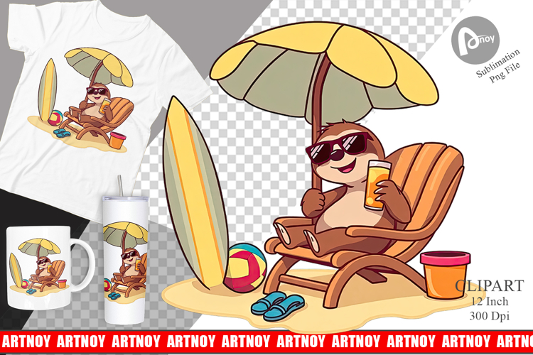 Summer Sloth Clipart