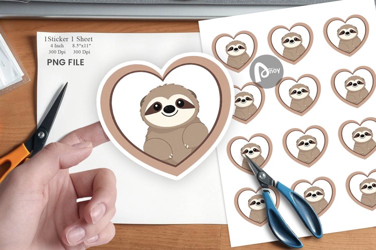 Sticker Heart Sloth