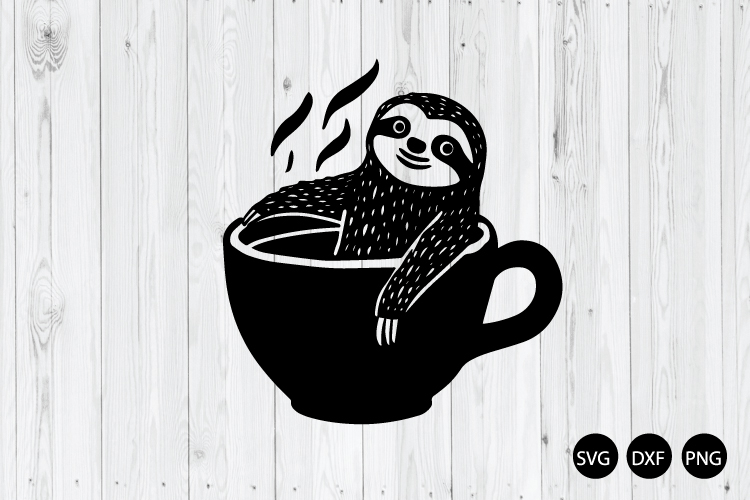 Sloth in Coffee Cup SVG, Sloth SVG, Coffee SVG