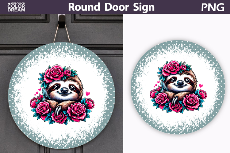 Sloth Floral Round Sign | Mothers Day Sublimation