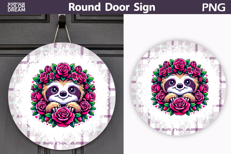 Sloth Floral Round Sign | Mothers Day Sublimation