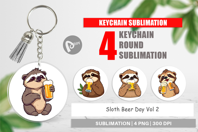 Keychain Sloth Beer Day