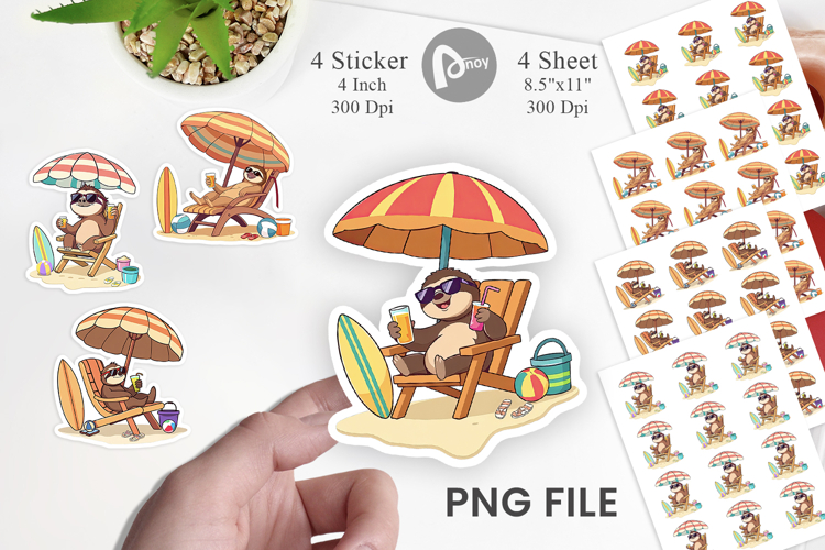 Summer Sloth Sticker