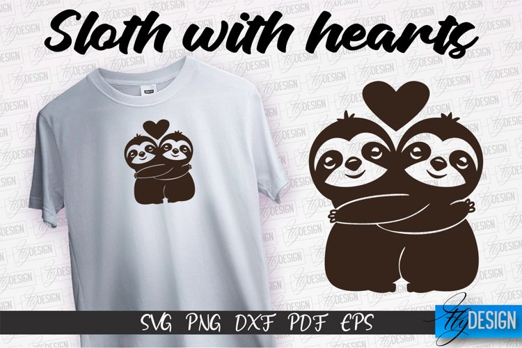 Sloth With Hearts SVG Design | Lazy Design SVG | SVG File