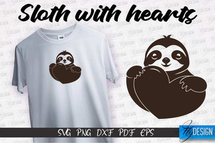 Sloth With Hearts SVG Design | Lazy Design SVG | SVG File