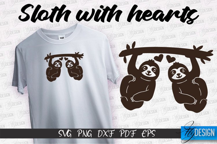 Sloth With Hearts SVG Design | Lazy Design SVG | SVG File