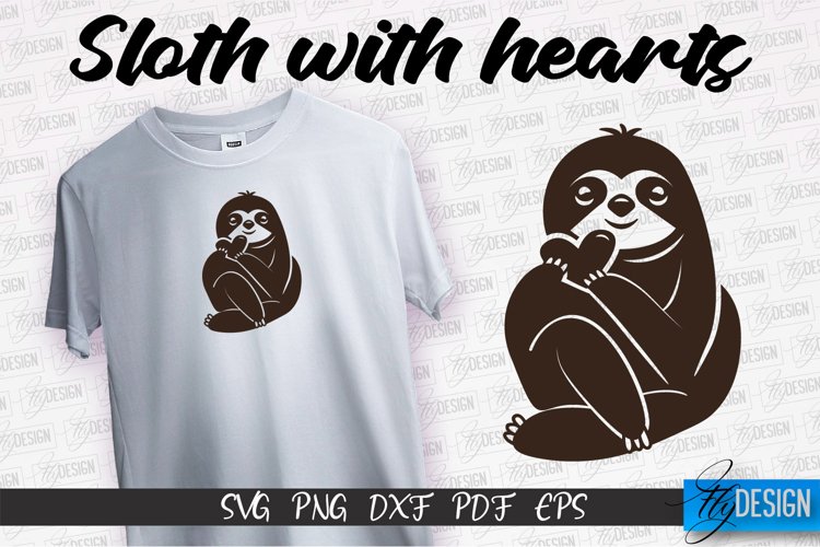 Sloth With Hearts SVG Design | Lazy Design SVG | SVG File