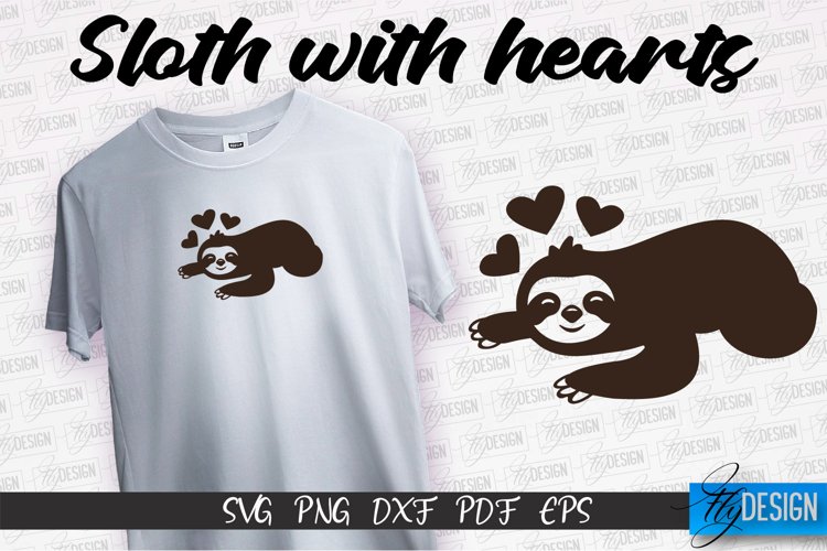 Sloth With Hearts SVG Design | Lazy Design SVG | SVG File
