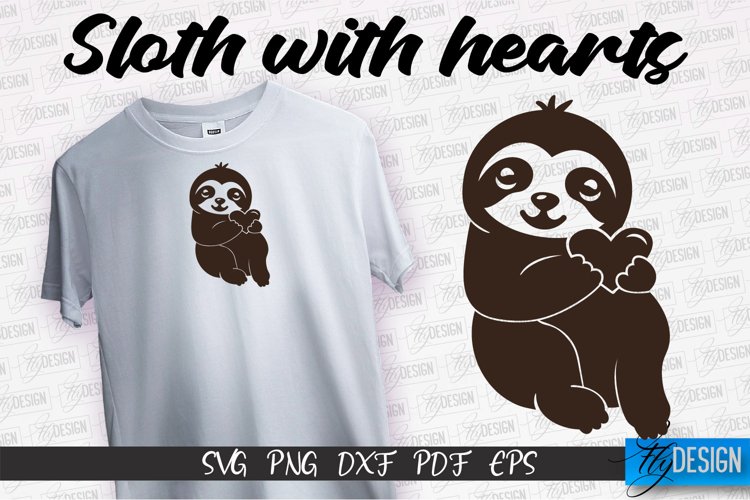 Sloth With Hearts SVG Design | Lazy Design SVG | SVG File