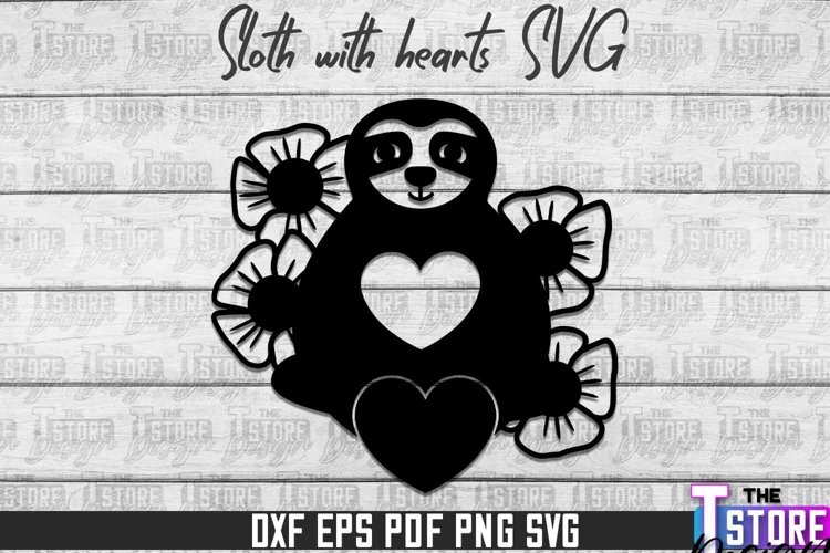 Sloth With Hearts SVG Design | Lazy Design SVG | SVG File