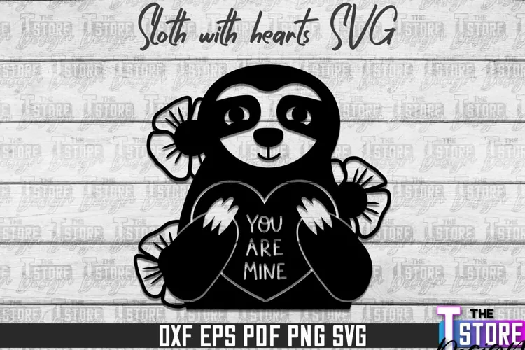 Sloth With Hearts SVG Design | Lazy Design SVG | SVG File