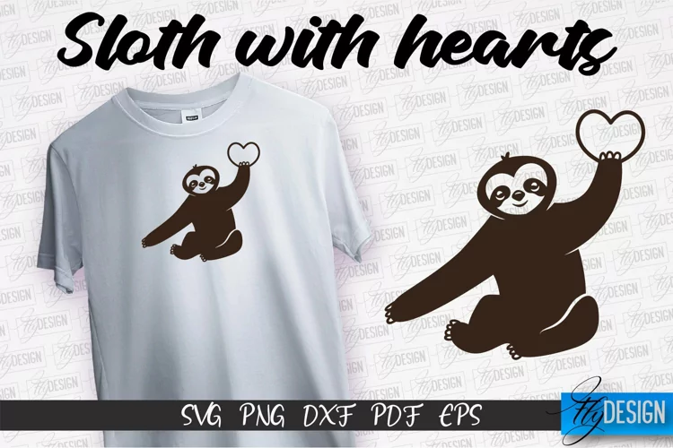 Sloth With Hearts SVG Design | Lazy Design SVG | SVG File