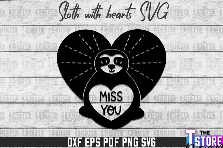 Sloth With Hearts SVG Design | Lazy Design SVG | SVG File