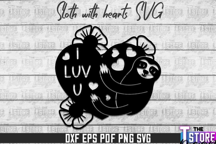 Sloth With Hearts SVG Design | Lazy Design SVG | SVG File