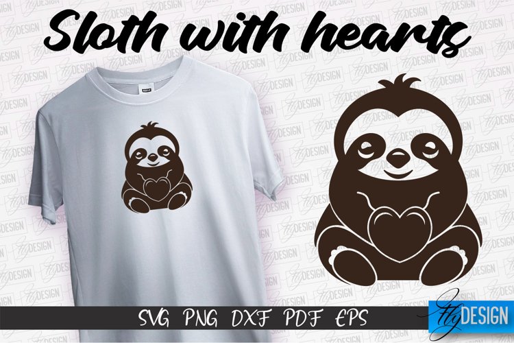 Sloth With Hearts SVG Design | Lazy Design SVG | SVG File