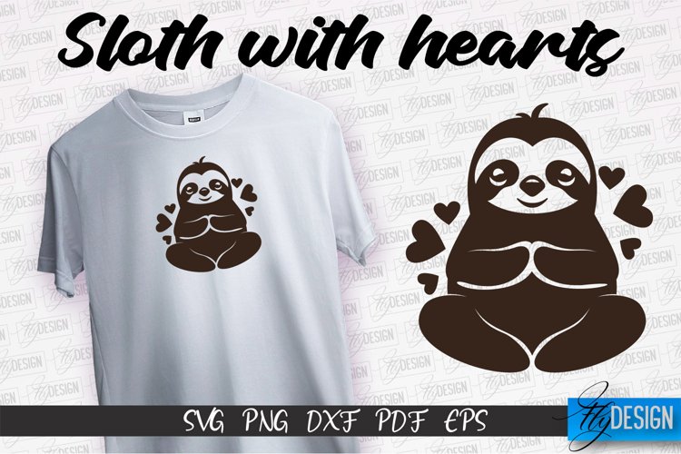 Sloth With Hearts SVG Design | Lazy Design SVG | SVG File