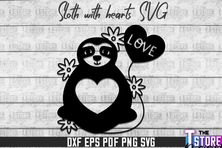 Sloth With Hearts SVG Design | Lazy Design SVG | SVG File