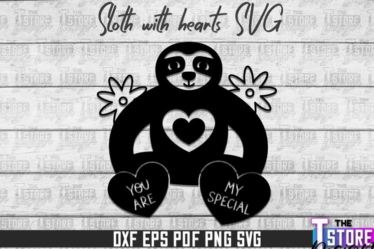 Sloth With Hearts SVG Design | Lazy Design SVG | SVG File
