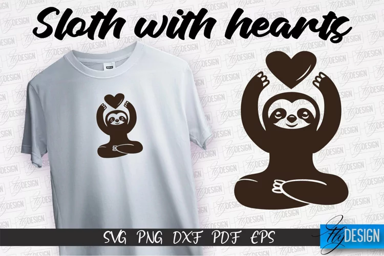 Sloth With Hearts SVG Design | Lazy Design SVG | SVG File