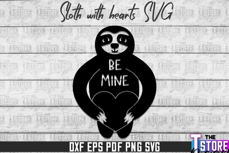 Sloth With Hearts SVG Design | Lazy Design SVG | SVG File