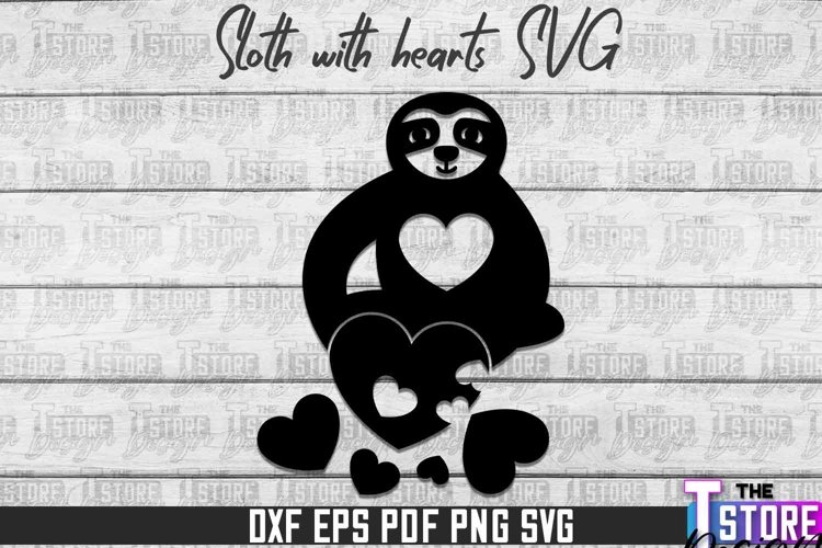Sloth With Hearts SVG Design | Lazy Design SVG | SVG File