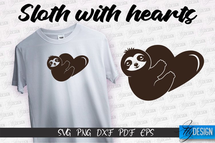 Sloth With Hearts SVG Design | Lazy Design SVG | SVG File
