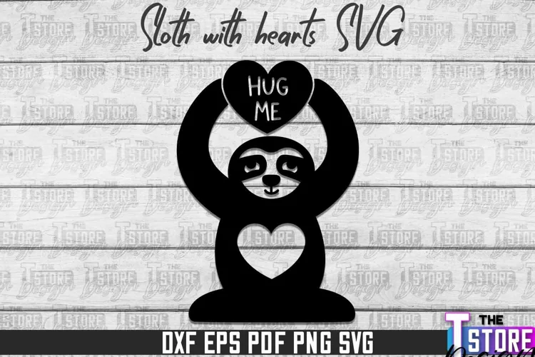 Sloth With Hearts SVG Design | Lazy Design SVG | SVG File